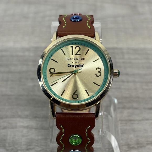 Isaac Mizrahi Accessories - Isaac Mizrahi x Crayola Designer Watch - Gold Tone & Colorful Grommet Leather